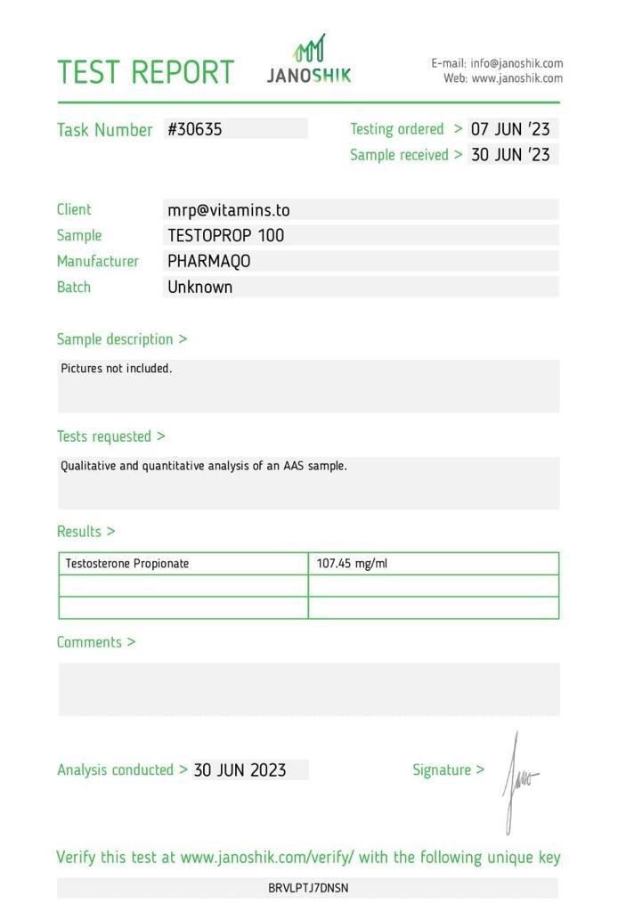 Pharmaqo Labs Testoprop 100 Test Propionate - Image 2