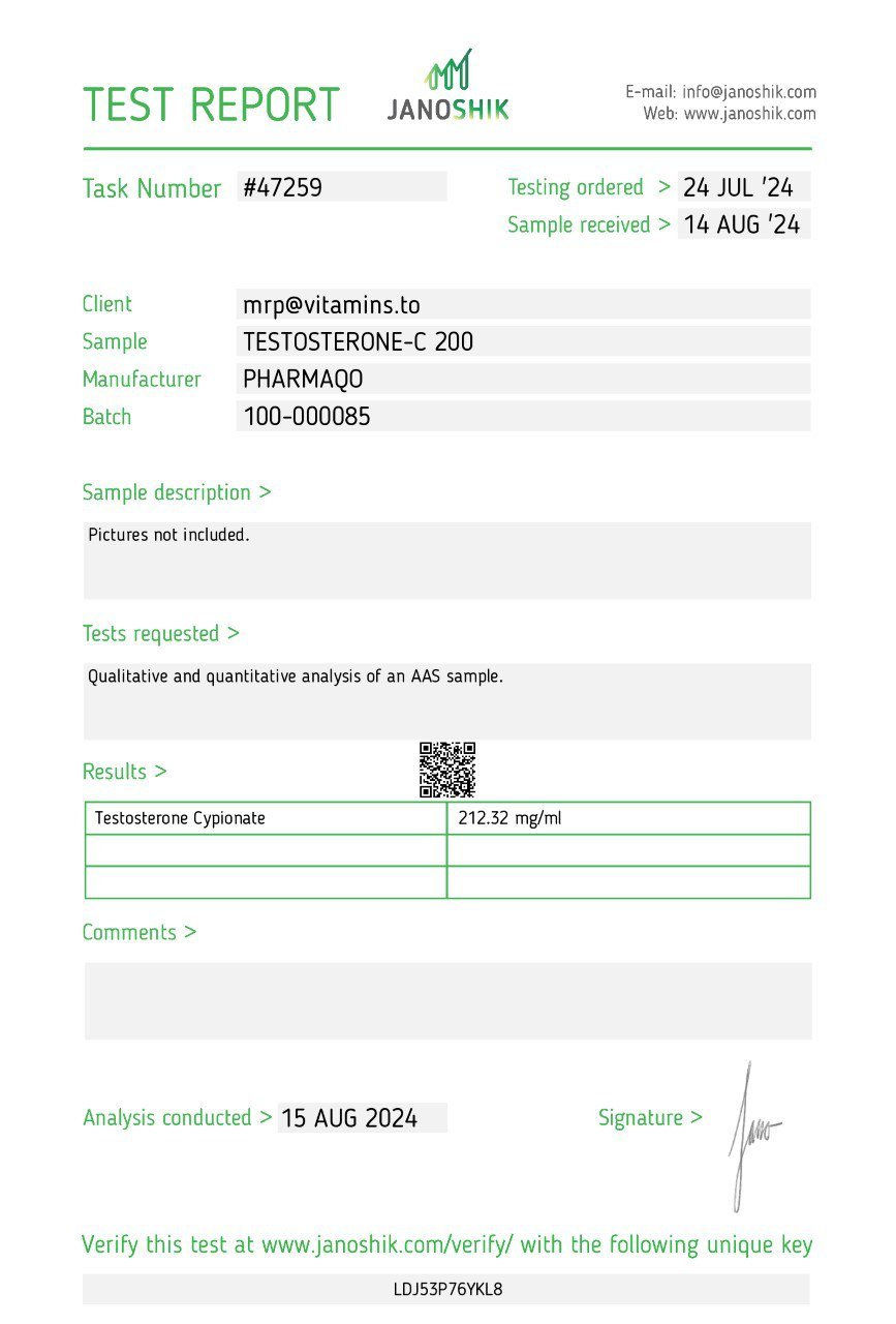 Pharmaqo Labs Testosterone -C 200 – Test Cypionate - Image 2